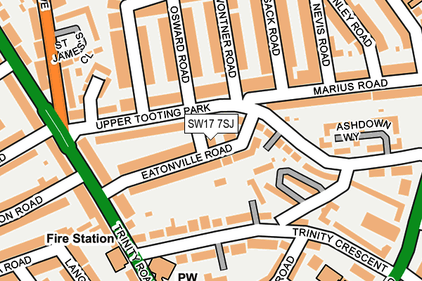 SW17 7SJ map - OS OpenMap – Local (Ordnance Survey)