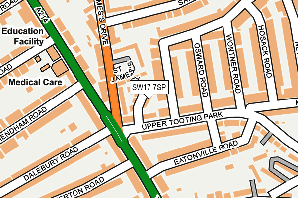 SW17 7SP map - OS OpenMap – Local (Ordnance Survey)