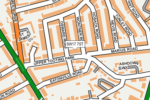 SW17 7ST map - OS OpenMap – Local (Ordnance Survey)