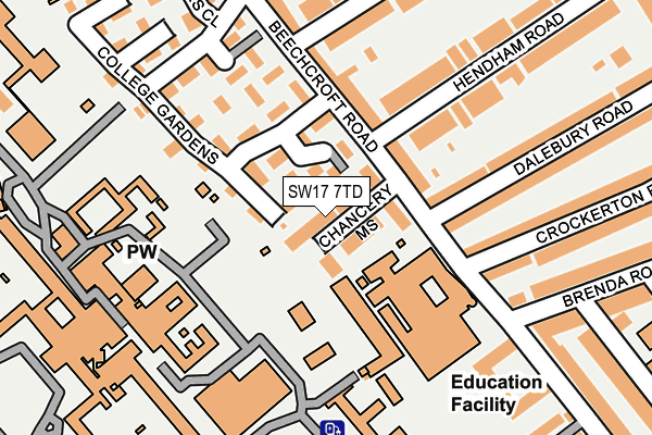 SW17 7TD map - OS OpenMap – Local (Ordnance Survey)