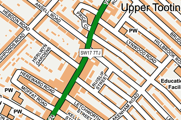 SW17 7TJ map - OS OpenMap – Local (Ordnance Survey)