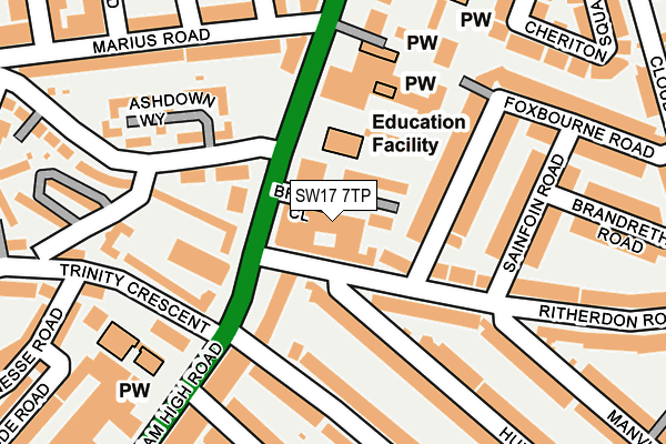 SW17 7TP map - OS OpenMap – Local (Ordnance Survey)