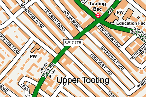 SW17 7TR map - OS OpenMap – Local (Ordnance Survey)