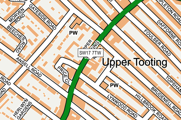 SW17 7TW map - OS OpenMap – Local (Ordnance Survey)