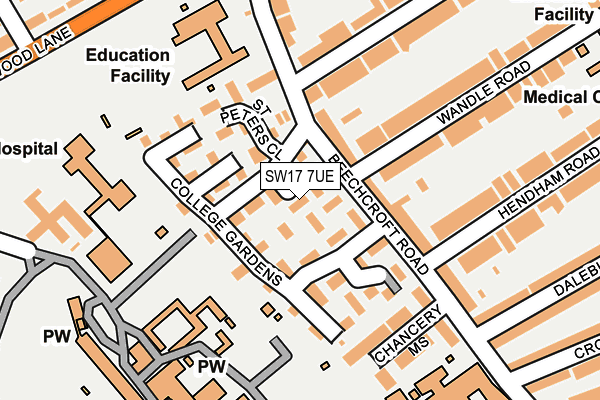 SW17 7UE map - OS OpenMap – Local (Ordnance Survey)