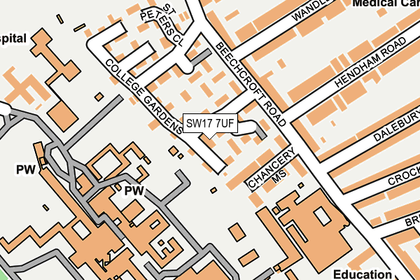 SW17 7UF map - OS OpenMap – Local (Ordnance Survey)
