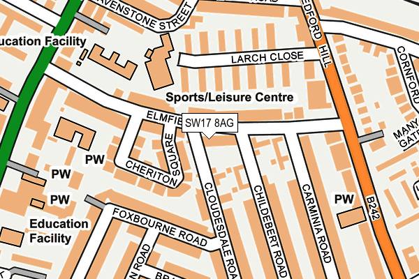 SW17 8AG map - OS OpenMap – Local (Ordnance Survey)