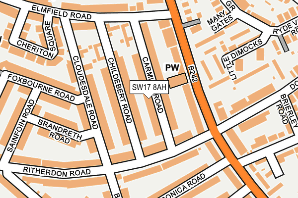 SW17 8AH map - OS OpenMap – Local (Ordnance Survey)