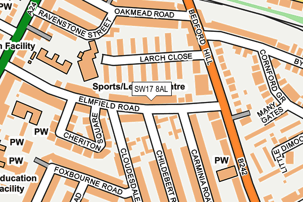 SW17 8AL map - OS OpenMap – Local (Ordnance Survey)