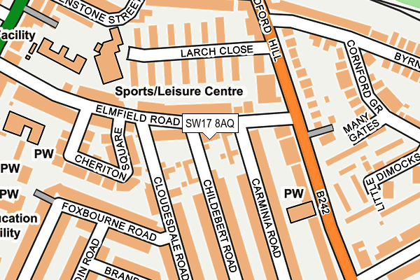 SW17 8AQ map - OS OpenMap – Local (Ordnance Survey)