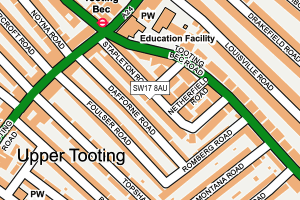 SW17 8AU map - OS OpenMap – Local (Ordnance Survey)