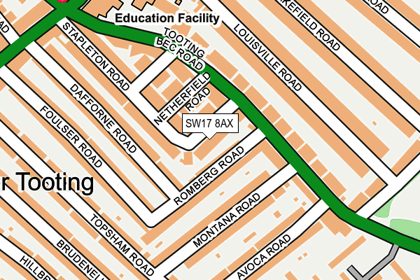 SW17 8AX map - OS OpenMap – Local (Ordnance Survey)