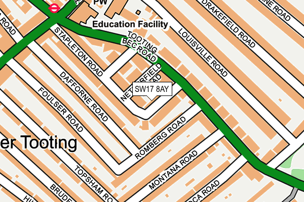 SW17 8AY map - OS OpenMap – Local (Ordnance Survey)