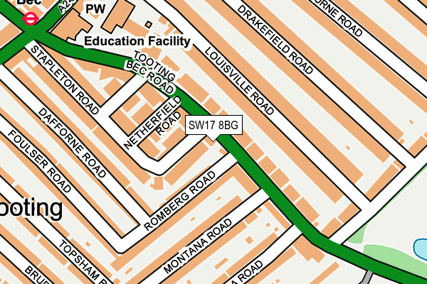 SW17 8BG map - OS OpenMap – Local (Ordnance Survey)