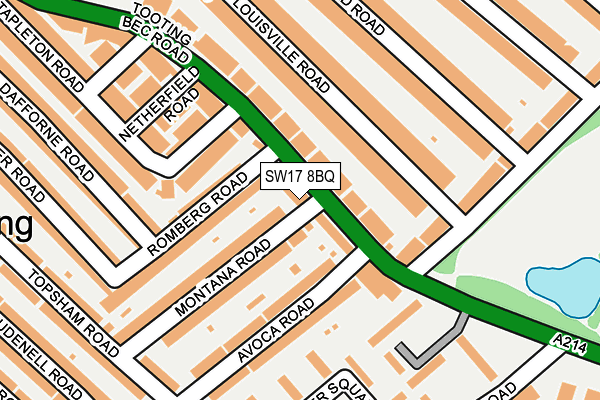SW17 8BQ map - OS OpenMap – Local (Ordnance Survey)
