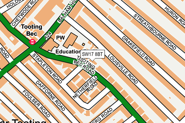 SW17 8BT map - OS OpenMap – Local (Ordnance Survey)