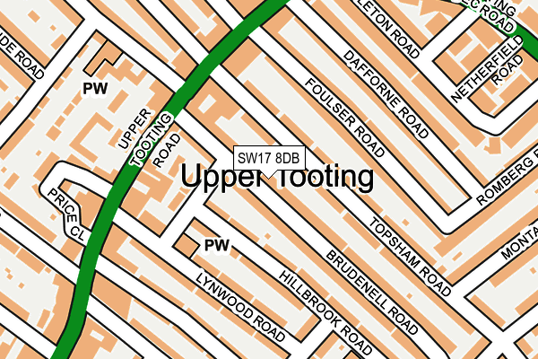 SW17 8DB map - OS OpenMap – Local (Ordnance Survey)