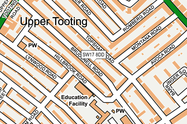 SW17 8DD map - OS OpenMap – Local (Ordnance Survey)