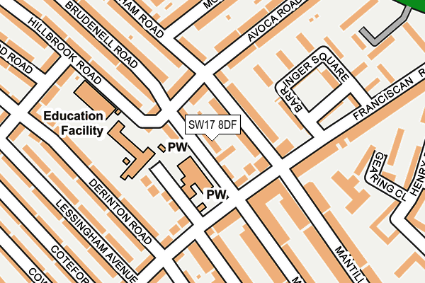 SW17 8DF map - OS OpenMap – Local (Ordnance Survey)