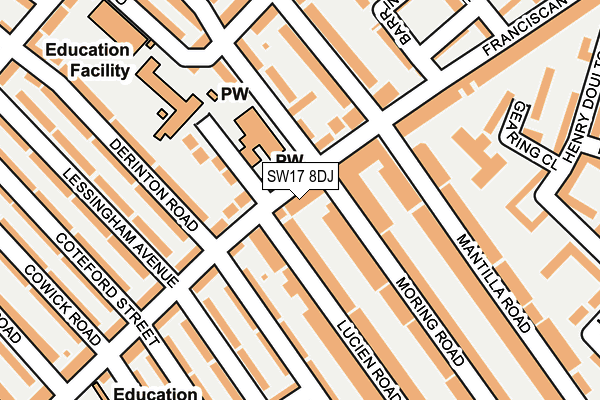 SW17 8DJ map - OS OpenMap – Local (Ordnance Survey)