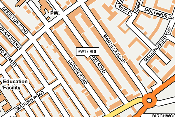 SW17 8DL map - OS OpenMap – Local (Ordnance Survey)