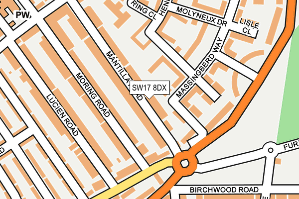 SW17 8DX map - OS OpenMap – Local (Ordnance Survey)