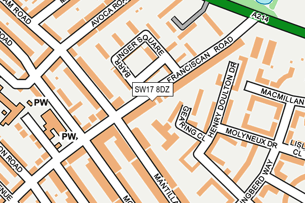 SW17 8DZ map - OS OpenMap – Local (Ordnance Survey)