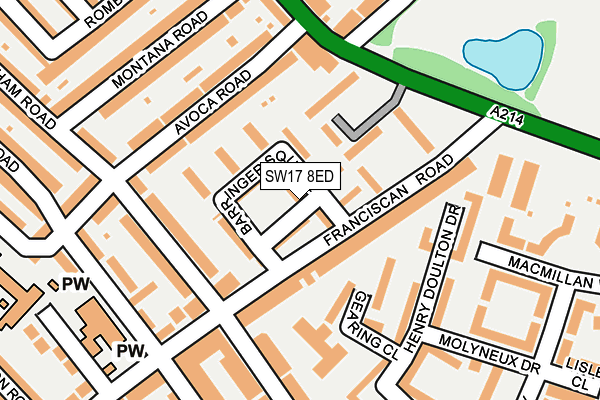 SW17 8ED map - OS OpenMap – Local (Ordnance Survey)