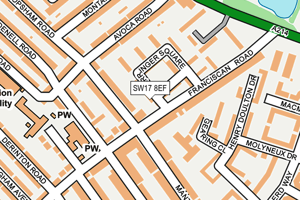 SW17 8EF map - OS OpenMap – Local (Ordnance Survey)