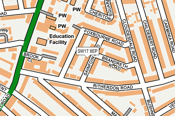 SW17 8EP map - OS OpenMap – Local (Ordnance Survey)