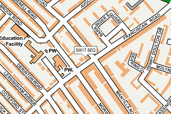 SW17 8EQ map - OS OpenMap – Local (Ordnance Survey)