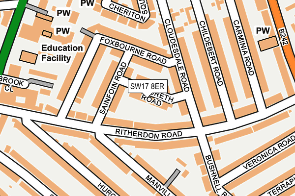 SW17 8ER map - OS OpenMap – Local (Ordnance Survey)