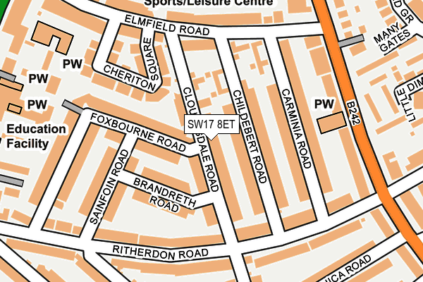 SW17 8ET map - OS OpenMap – Local (Ordnance Survey)