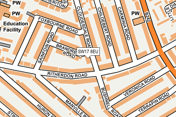 SW17 8EU map - OS OpenMap – Local (Ordnance Survey)