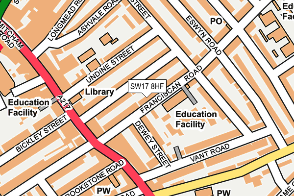 SW17 8HF map - OS OpenMap – Local (Ordnance Survey)