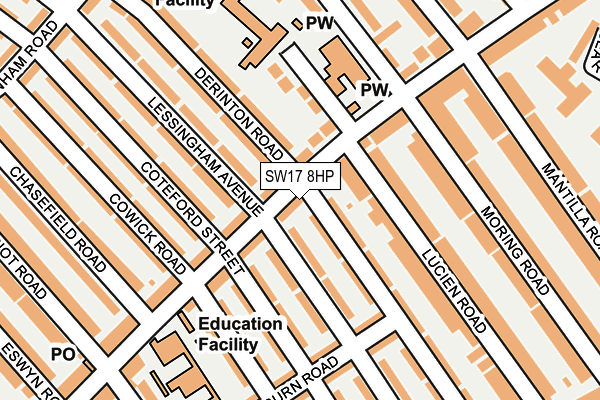 SW17 8HP map - OS OpenMap – Local (Ordnance Survey)