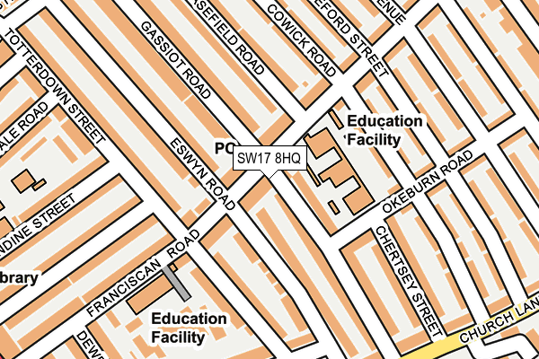 SW17 8HQ map - OS OpenMap – Local (Ordnance Survey)