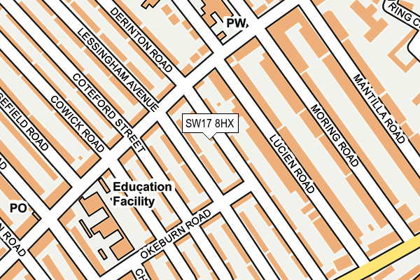 SW17 8HX map - OS OpenMap – Local (Ordnance Survey)