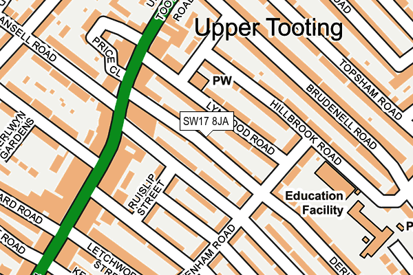 SW17 8JA map - OS OpenMap – Local (Ordnance Survey)