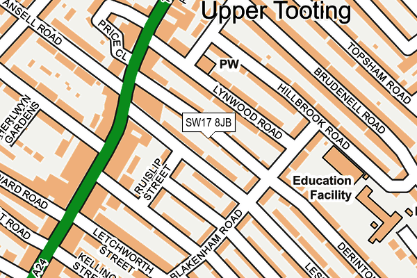 SW17 8JB map - OS OpenMap – Local (Ordnance Survey)