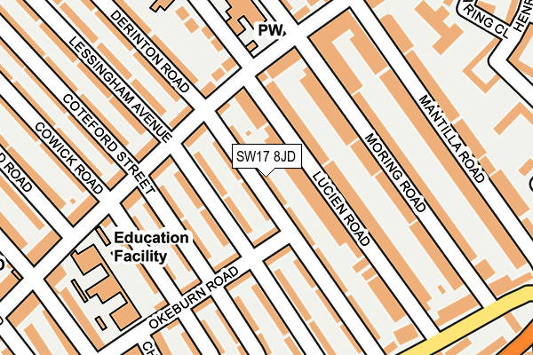 SW17 8JD map - OS OpenMap – Local (Ordnance Survey)