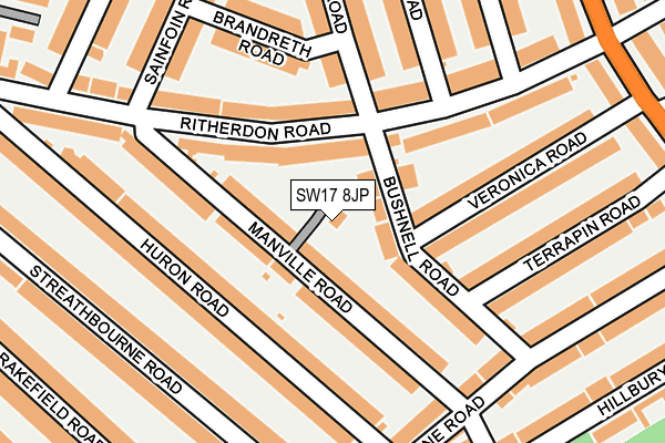 SW17 8JP map - OS OpenMap – Local (Ordnance Survey)