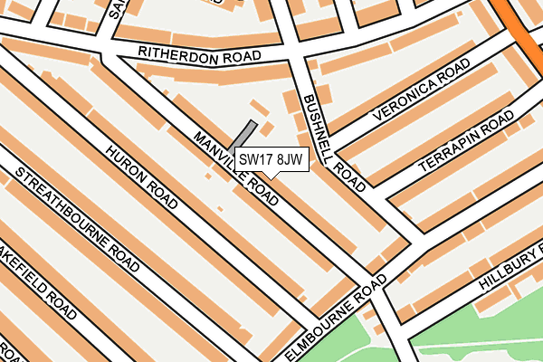 SW17 8JW map - OS OpenMap – Local (Ordnance Survey)