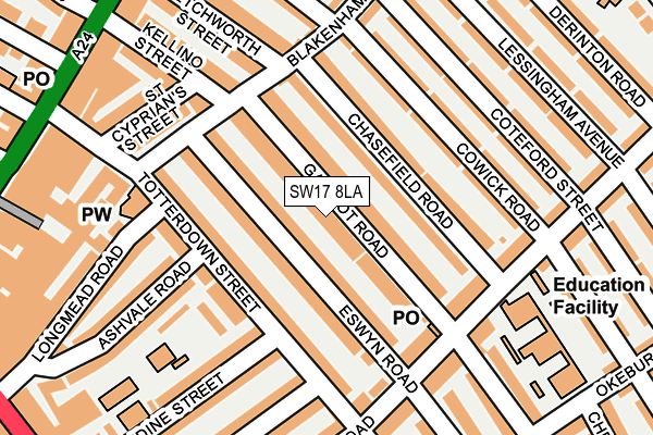 SW17 8LA map - OS OpenMap – Local (Ordnance Survey)