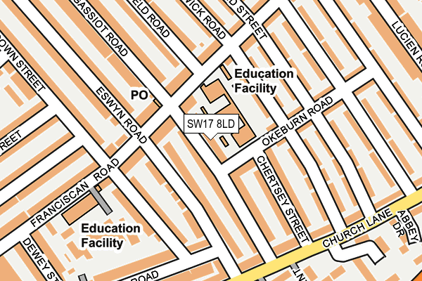 SW17 8LD map - OS OpenMap – Local (Ordnance Survey)