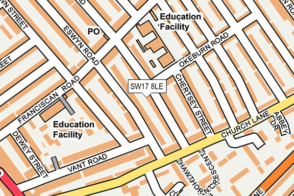 SW17 8LE map - OS OpenMap – Local (Ordnance Survey)