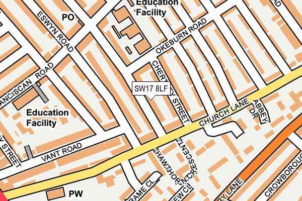 SW17 8LF map - OS OpenMap – Local (Ordnance Survey)