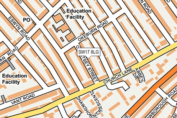 SW17 8LG map - OS OpenMap – Local (Ordnance Survey)