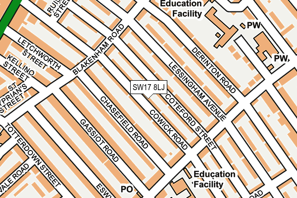 SW17 8LJ map - OS OpenMap – Local (Ordnance Survey)