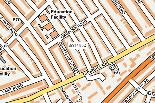 SW17 8LQ map - OS OpenMap – Local (Ordnance Survey)